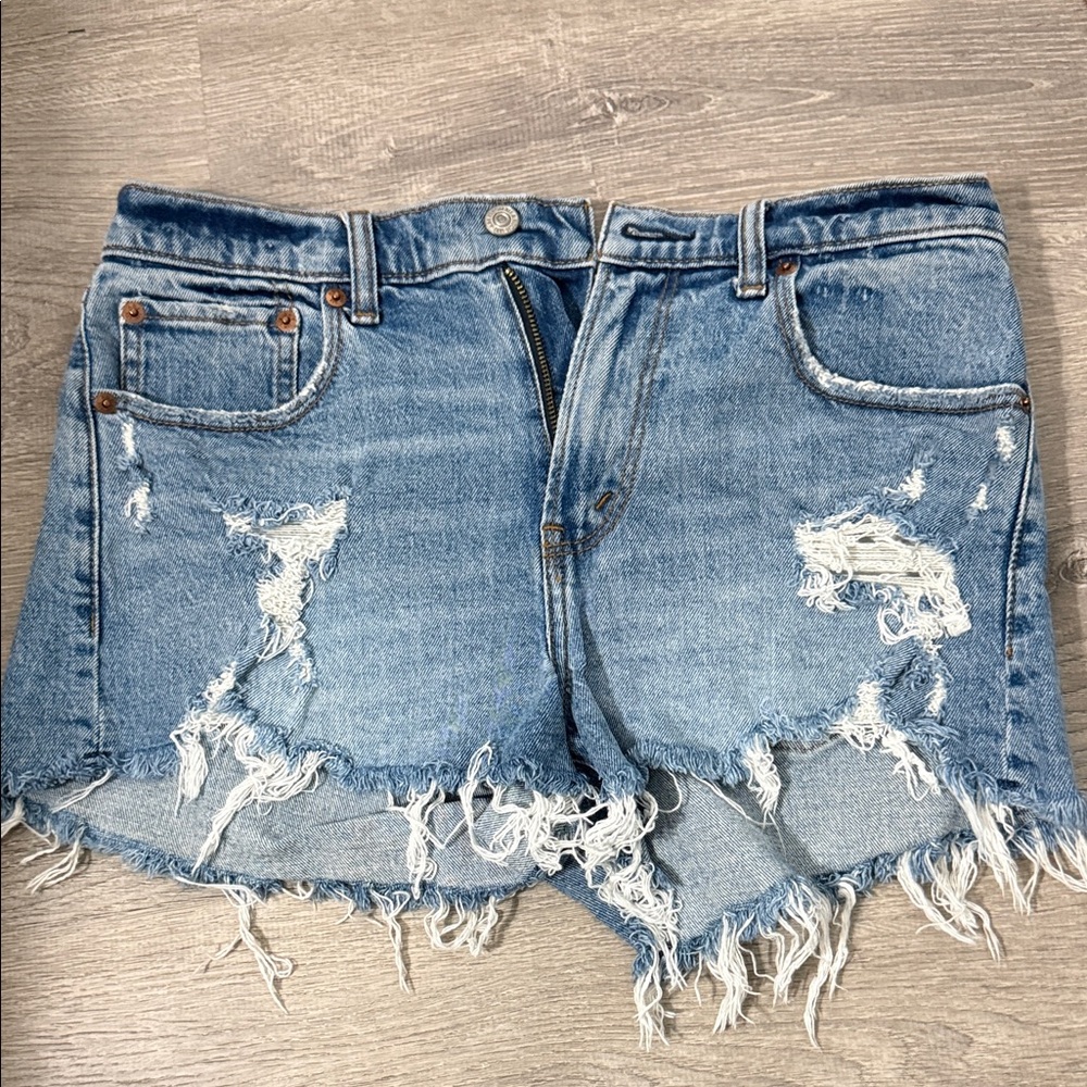 Abercrombie & Fitch Light Blue Distressed Jean Shorts